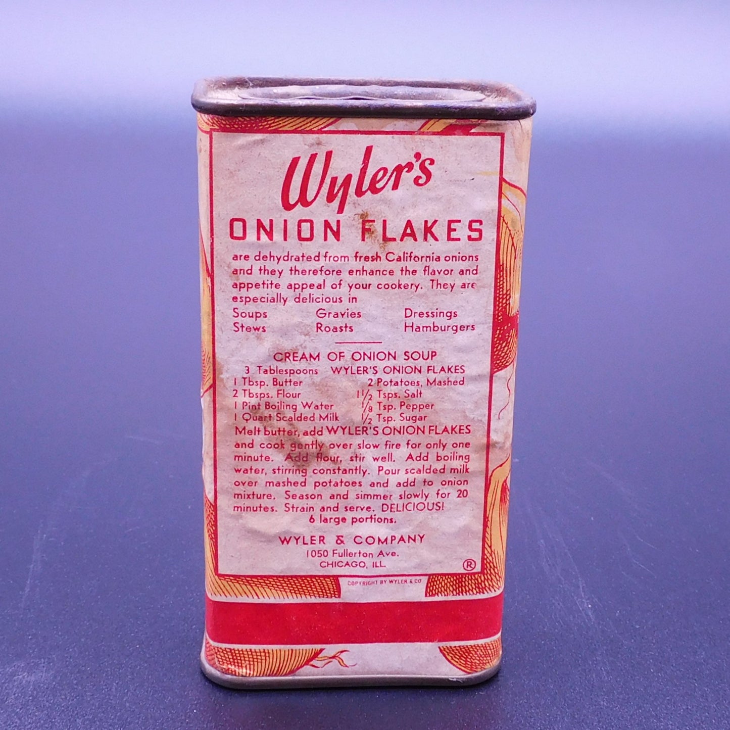 Vintage Wyler's Onion Flakes Container (7012) FREE SHIPPING!!