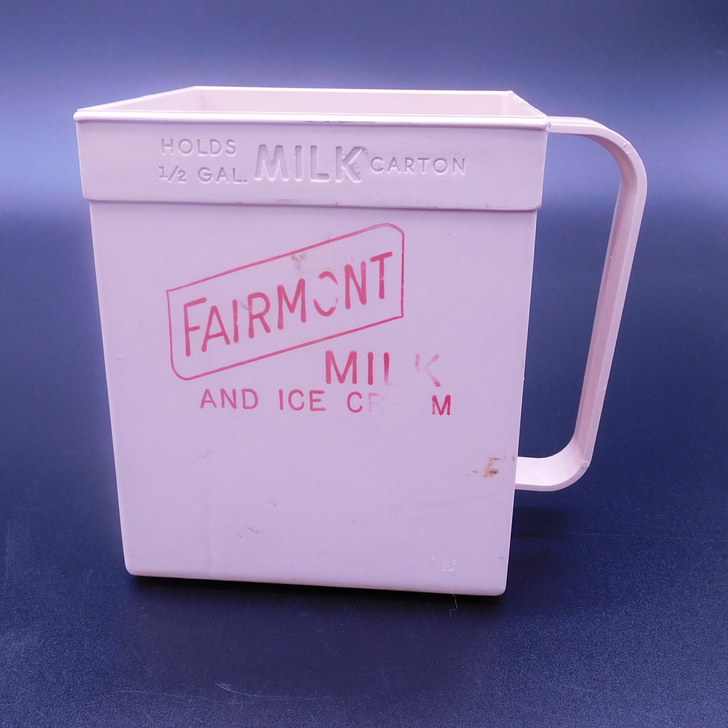 Vintage Fairmont 1/2 Gallon Milk Holder - Pink Plastic with Red Writing - Pour Milk with Ease! FREE SHIPPING!!