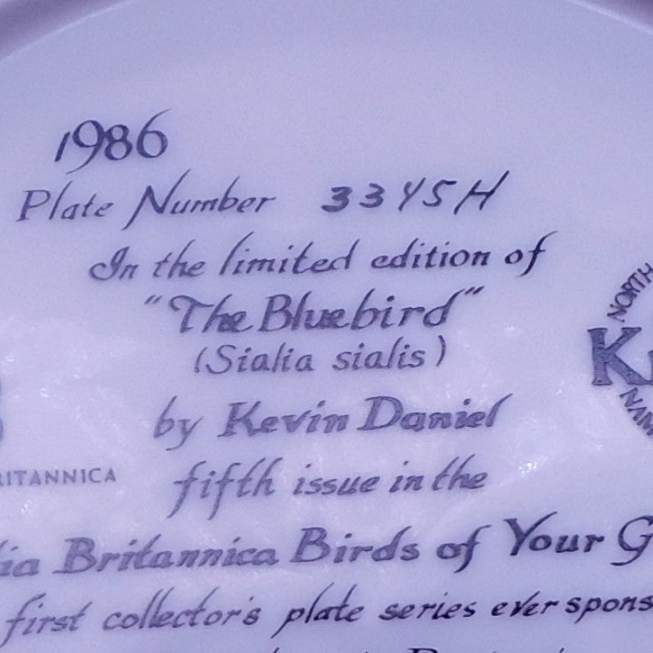 Collectible 1986 Knowles Plate The Bluebird - Stunning Bird Art by Kevin Daniel, 8.5x3/4 Inch Free Shipping (7068)