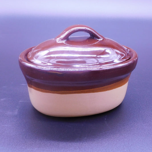 Charming Vintage Brown Casserole with Lid - Interpur Marked - Made in Taiwan - Petite Size - Perfect for Single Servings! (7072) Free Shipping