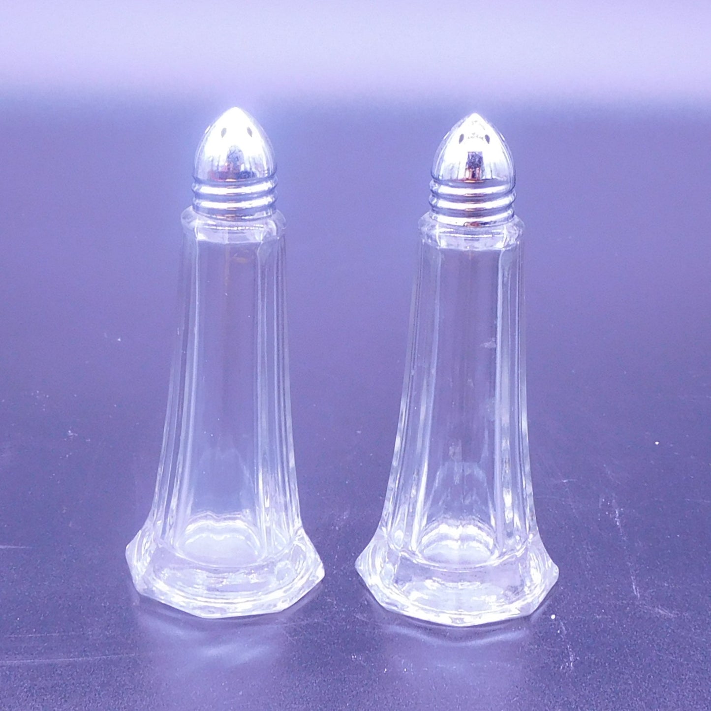 Vintage Style Salt and Pepper Shakers with Chipped Base - Great for Crafts, 4 1/2” x 1 7/8” Measurement, See Photos (7077) FREE SHIPPING