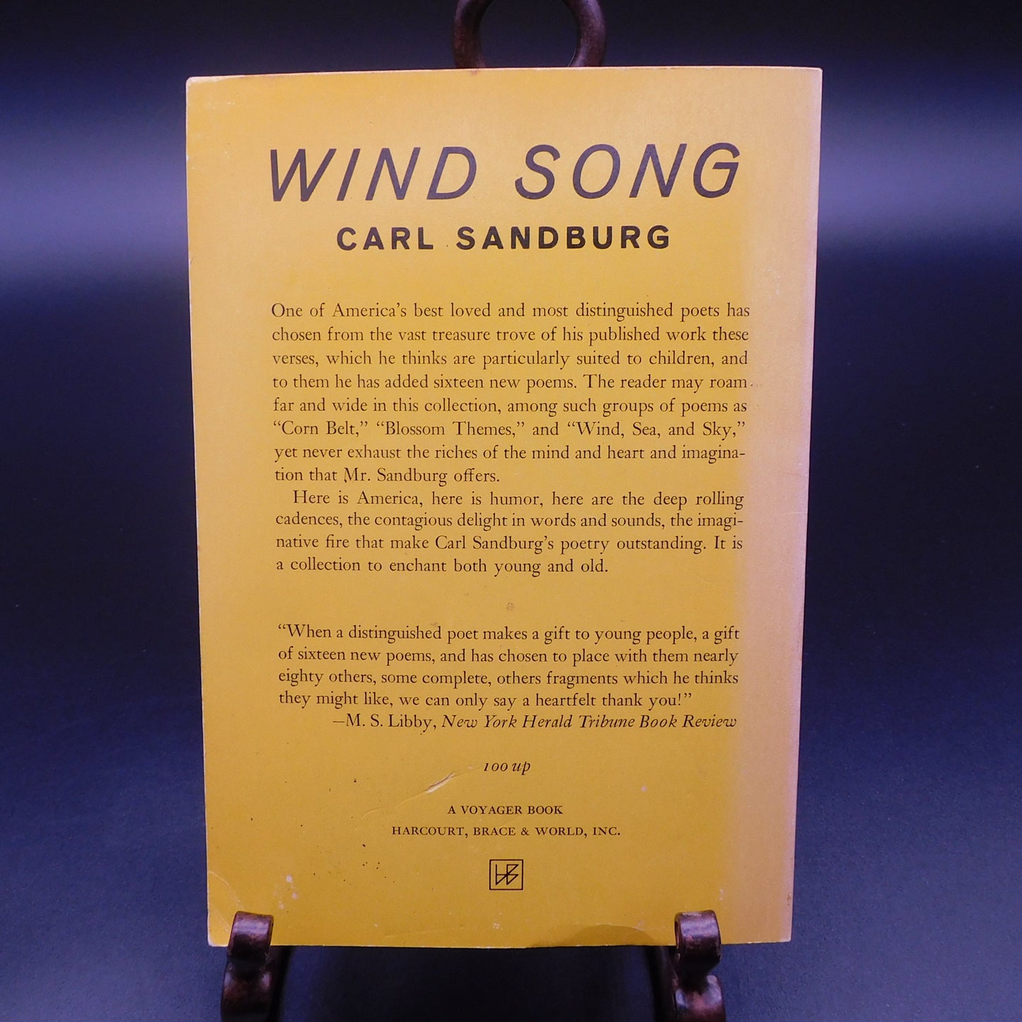 Vintage 1960 The Wind Song by Carl Sandburg - Collection of Poems in Good Condition (7092) FREE SHIPPING!