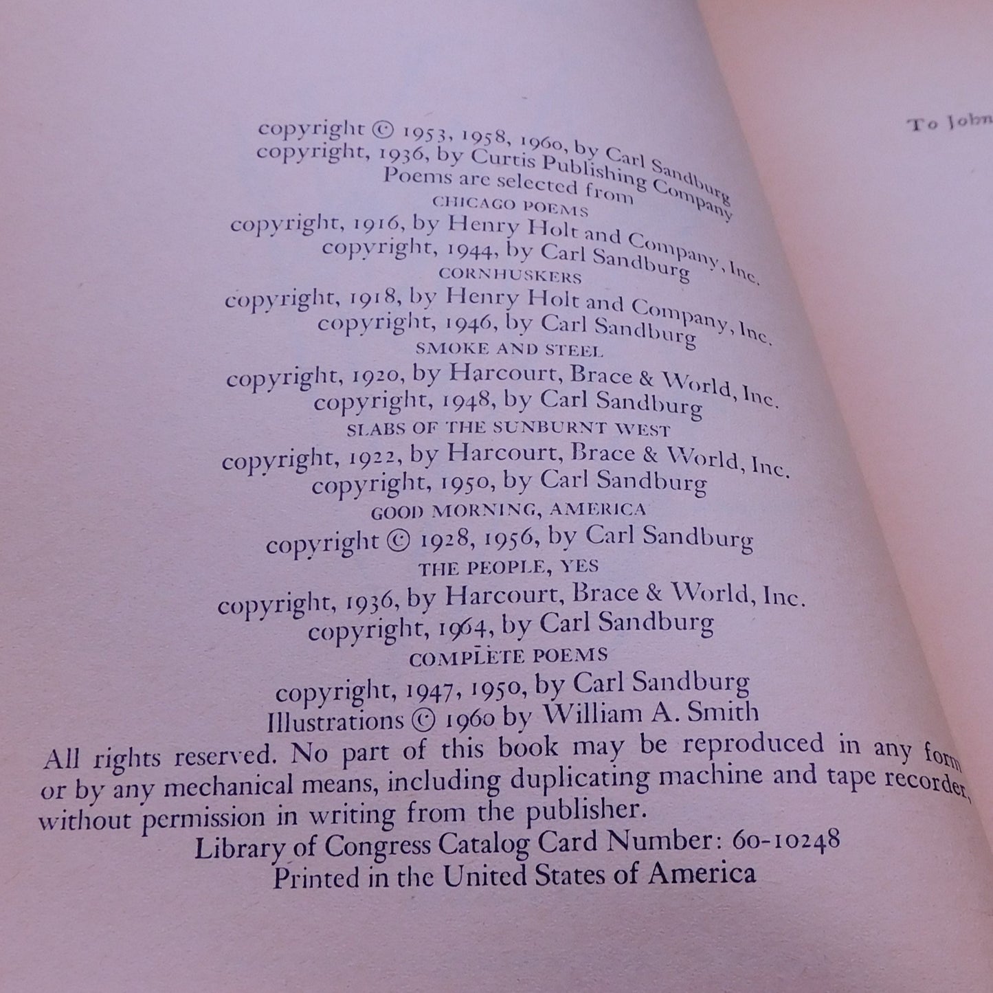 Vintage 1960 The Wind Song by Carl Sandburg - Collection of Poems in Good Condition (7092) FREE SHIPPING!