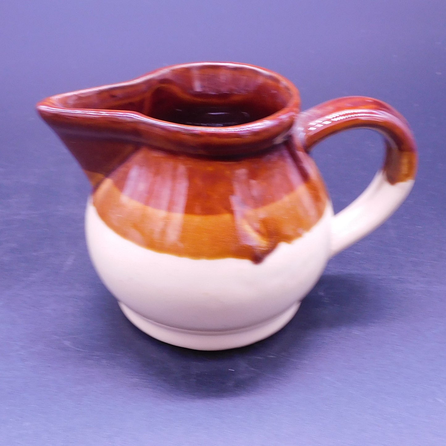 Collectible Stoneware Creamer with Brown Stripes: Charming Vintage Find (7123) Free Shipping