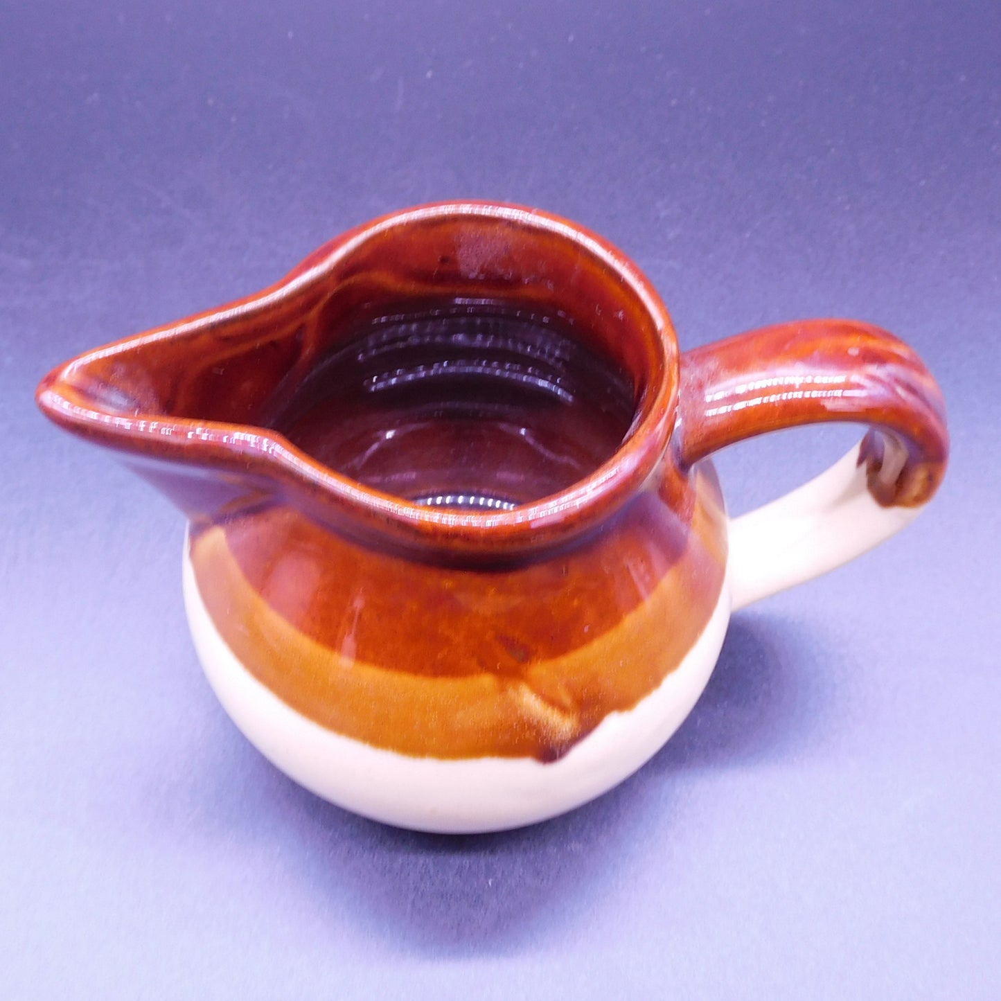 Collectible Stoneware Creamer with Brown Stripes: Charming Vintage Find (7123) Free Shipping