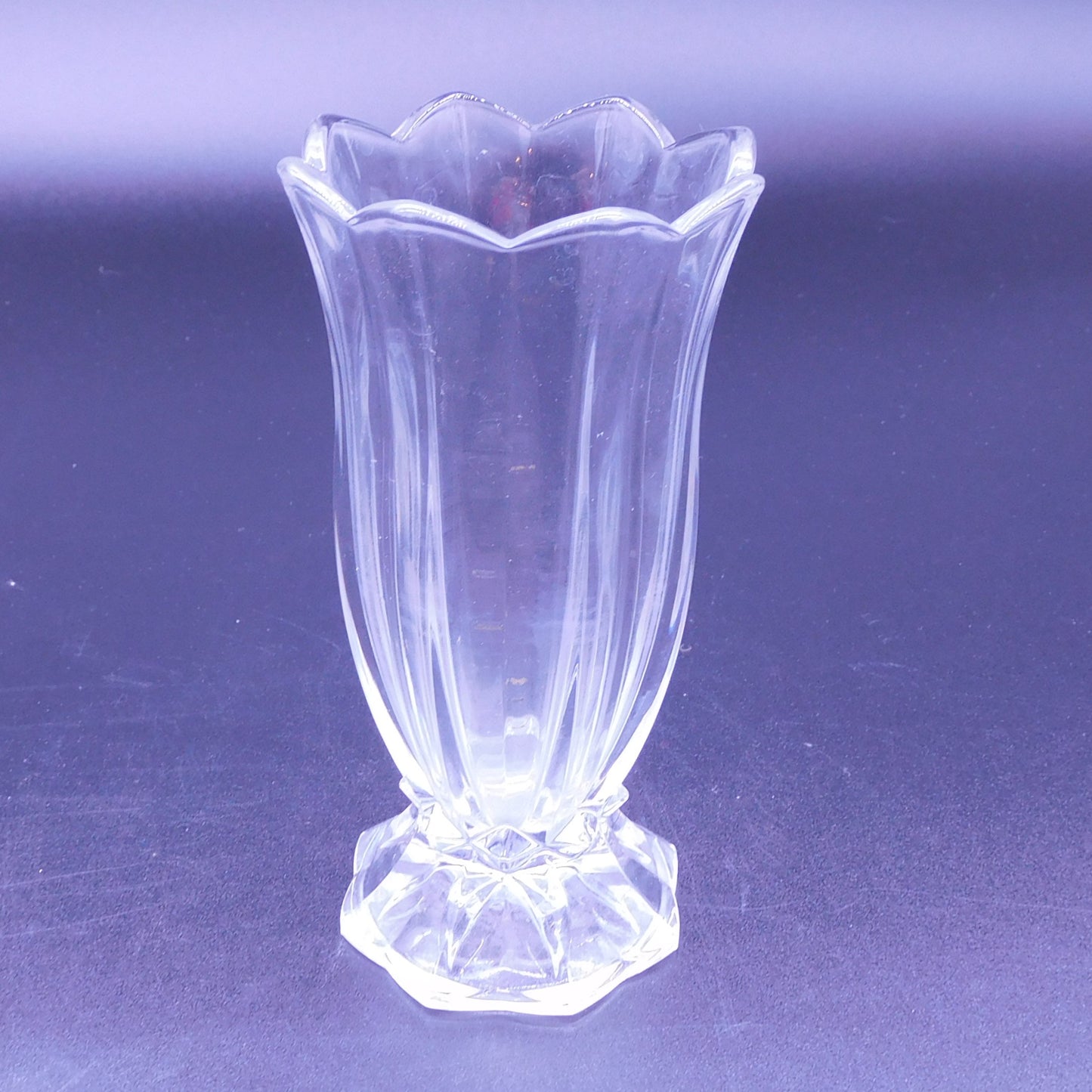 Charming Small Clear Glass Tulip Vase - 5 Tall - Vintage Condition - See Photos! (7163)