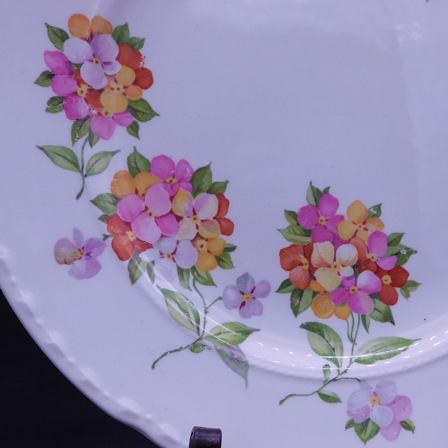 Grace Your Table with Vintage Charm: The Exquisite Jumping Jack Flower Plate by Crooksville China Co. (7174)