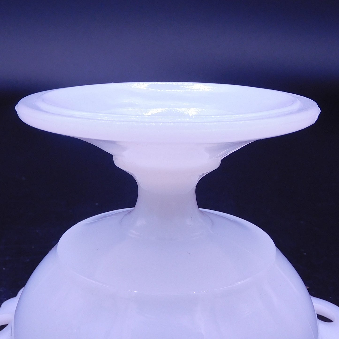 Vintage Charm: Exquisite Milk Glass Pedestal Candy Dish with Intricate Design  (7181)