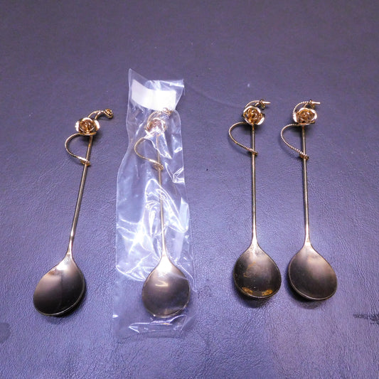 Vintage Small Spoons, Tea or Coffee Spoons, Rose Design, Made in Japan (7369)