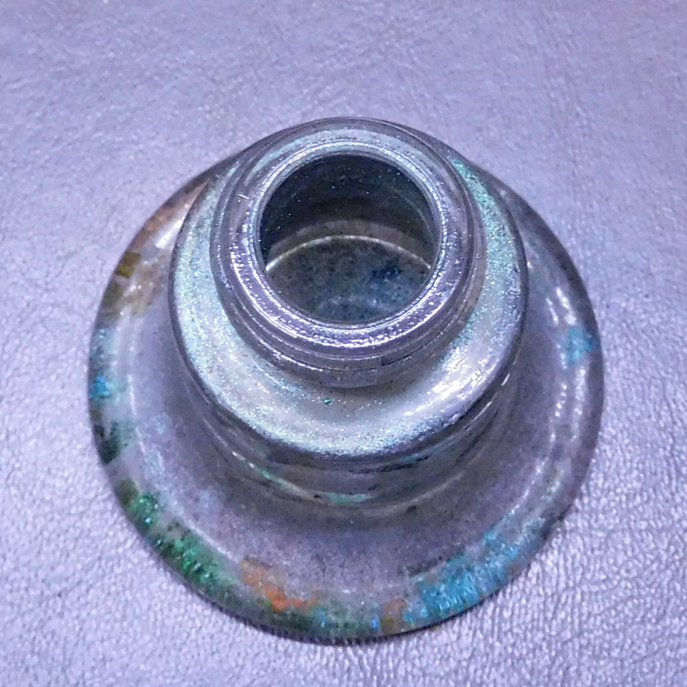 Vintage Ink Well, Clear, Round, No Markings (7376)