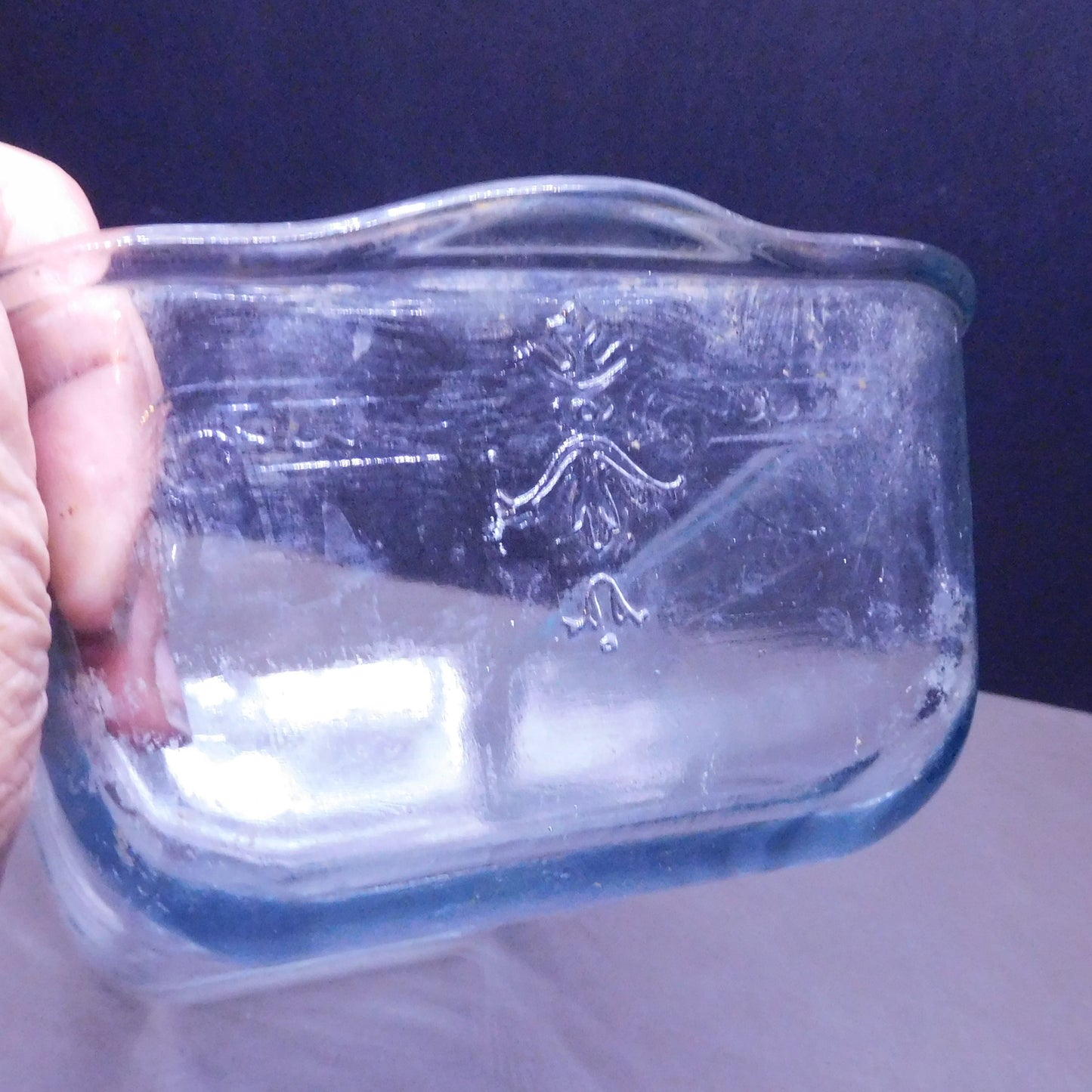 Vintage Fire King Clear Glass Loaf Dish with Pattern (7381)