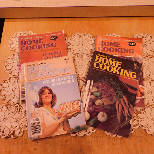 Vintage Women's Circle Home Cooking Mini Magazine Recipe Book Set | Sept 1985, Nov 1985, Jan 1975, April 1976 | 4-Book Collection (WN 37) FREE SHIPPING!!