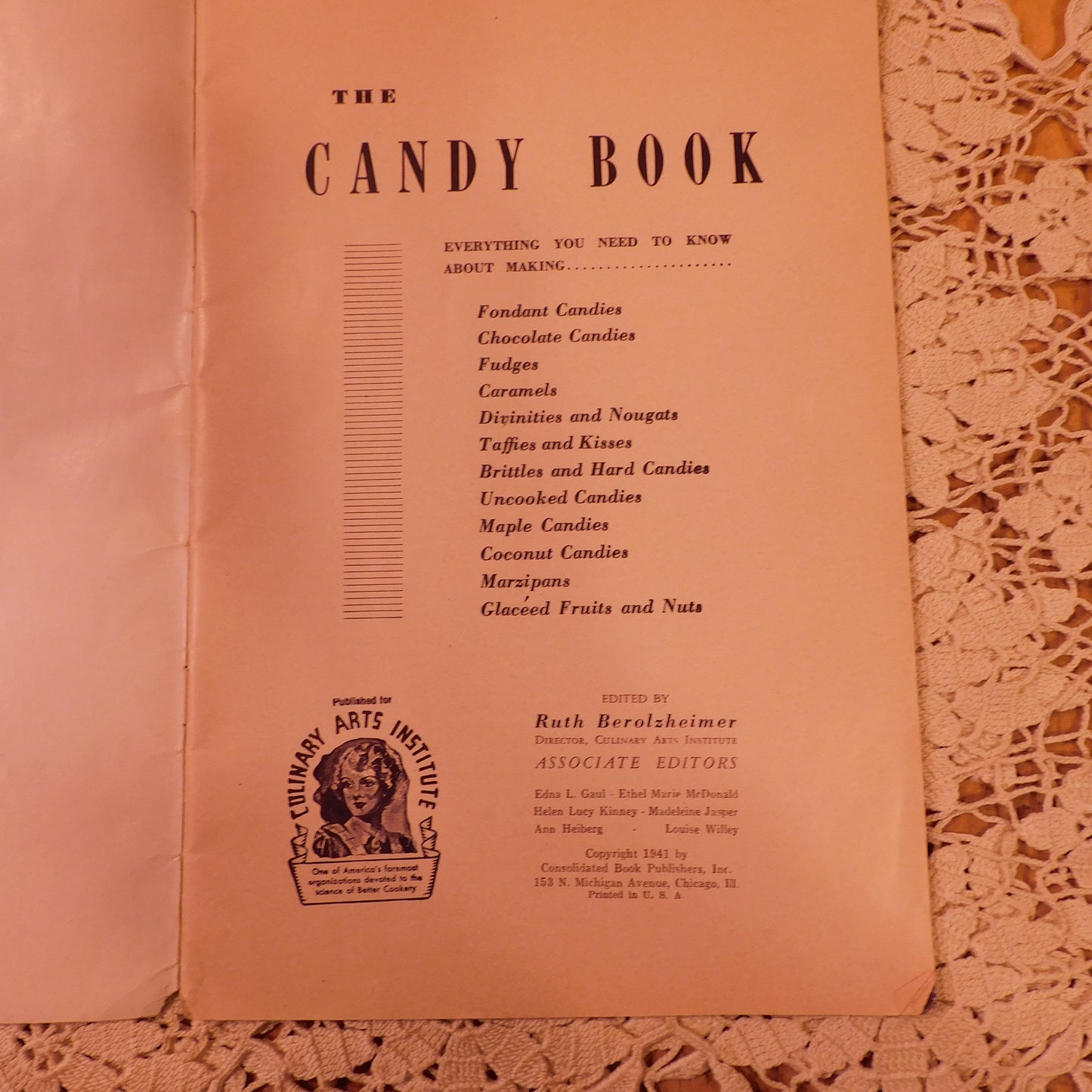 Vintage 1941 'The Candy Book' by Ruth Berolzheimer - Culinary Arts Institute - 8 3/4 x 6 - Rare Find! (WN41) FREE SHIPPING!!