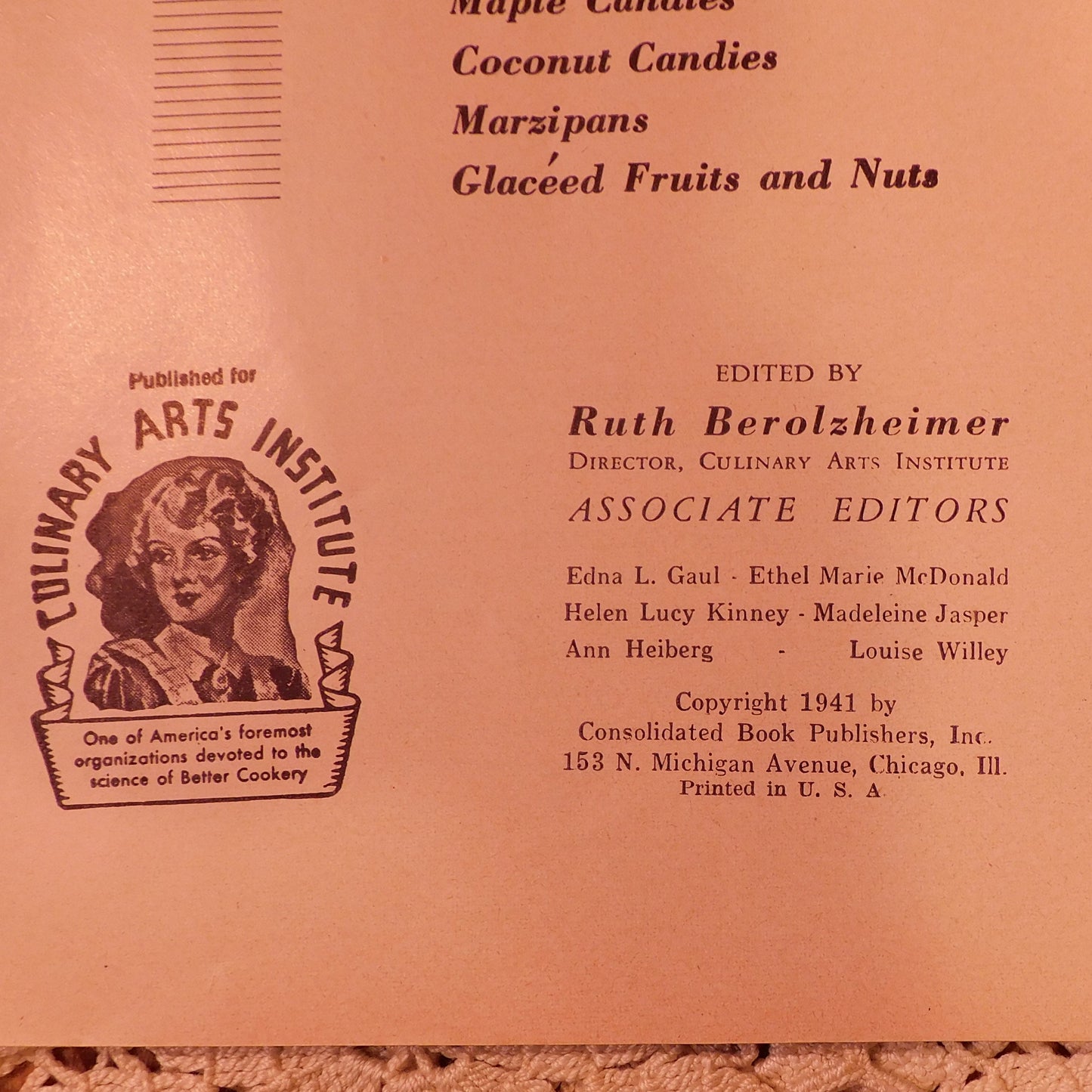 Vintage 1941 'The Candy Book' by Ruth Berolzheimer - Culinary Arts Institute - 8 3/4 x 6 - Rare Find! (WN41) FREE SHIPPING!!