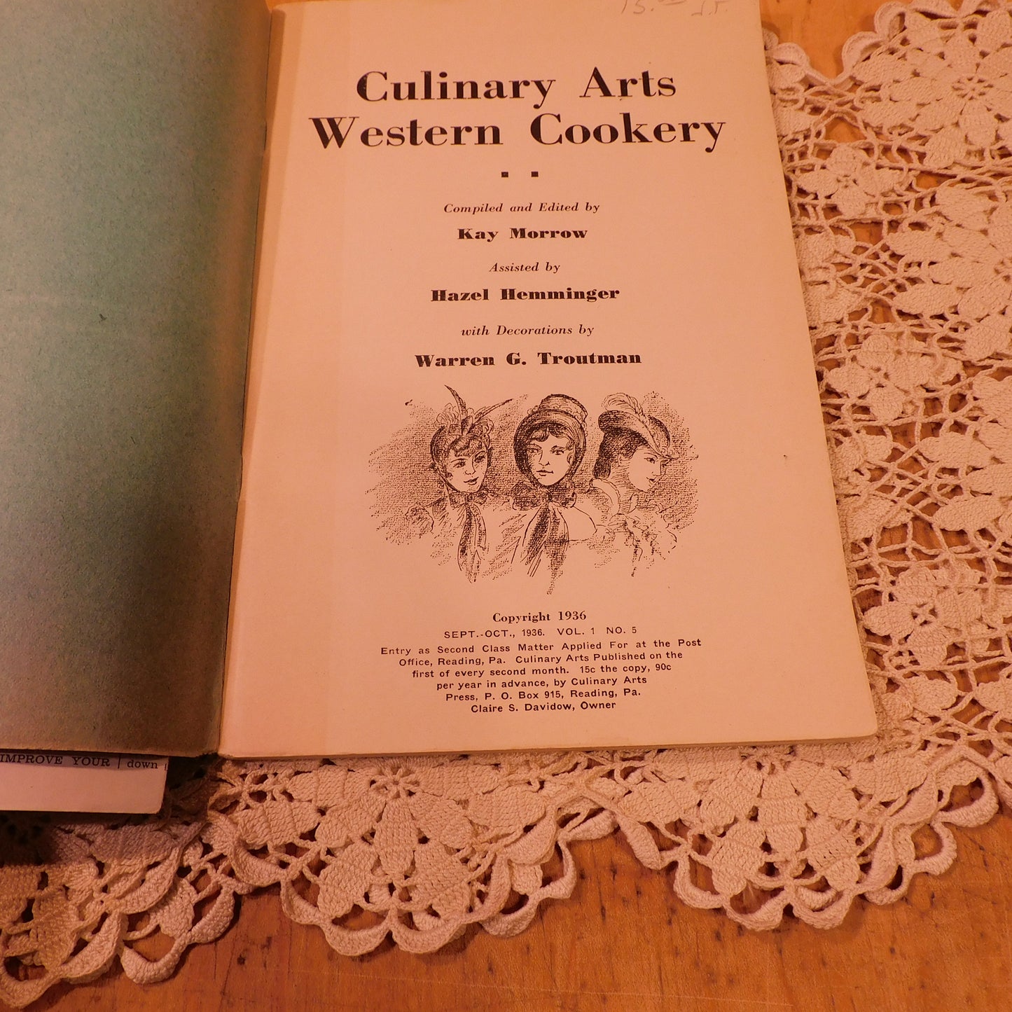 Collectible 1936 Western Cookbook | 250 Tempting Recipes | Paper Cover | 9x6 Size | Condition Issues - See Photos for Details (WN42) Free Shipping