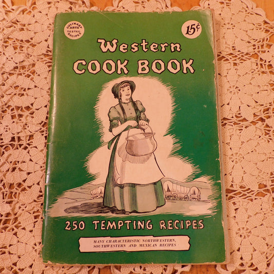 Collectible 1936 Western Cookbook | 250 Tempting Recipes | Paper Cover | 9x6 Size | Condition Issues - See Photos for Details (WN42) Free Shipping