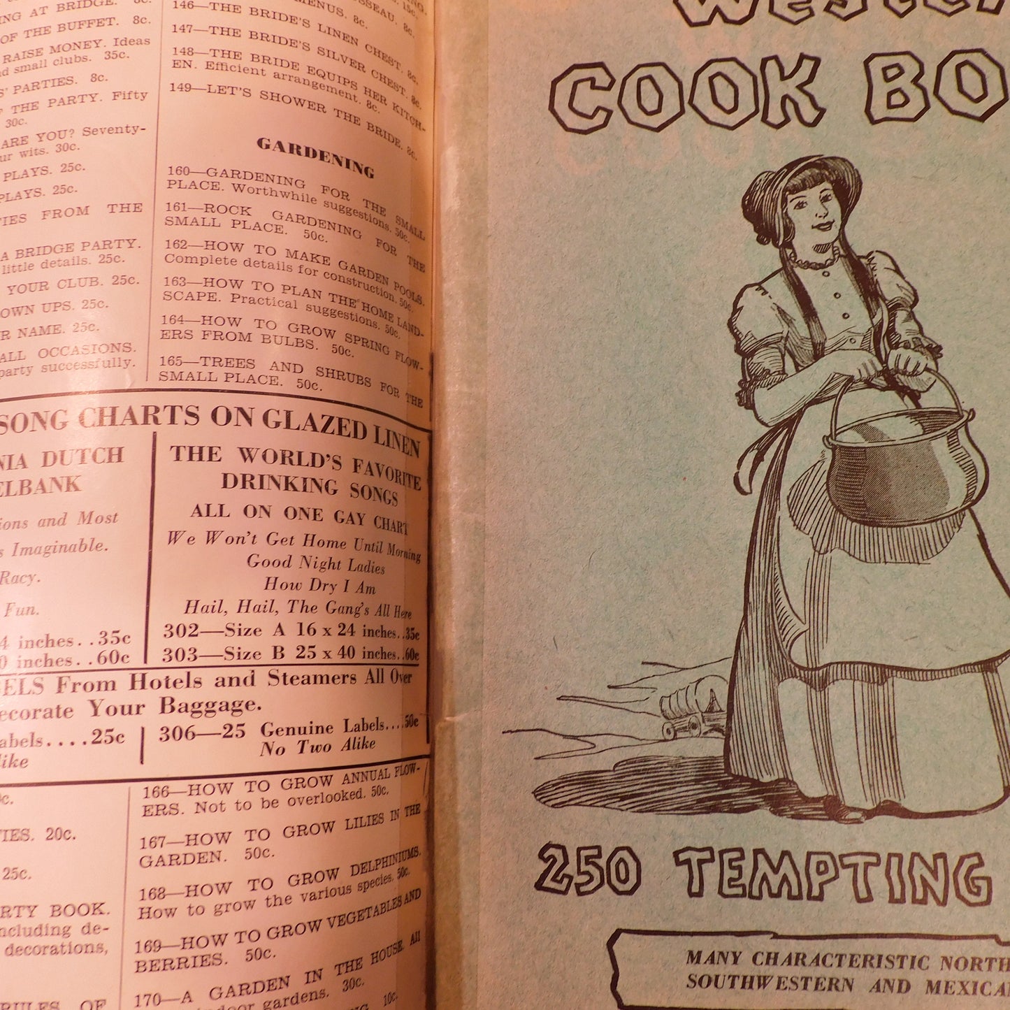 Collectible 1936 Western Cookbook | 250 Tempting Recipes | Paper Cover | 9x6 Size | Condition Issues - See Photos for Details (WN42) Free Shipping