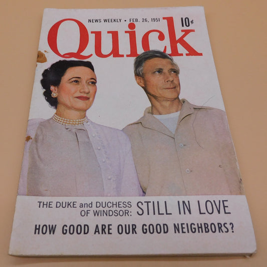 Vintage 1951 Quick Mini Magazine, Duke and Duchess of Windsor (6799) FREE SHIPPING!!