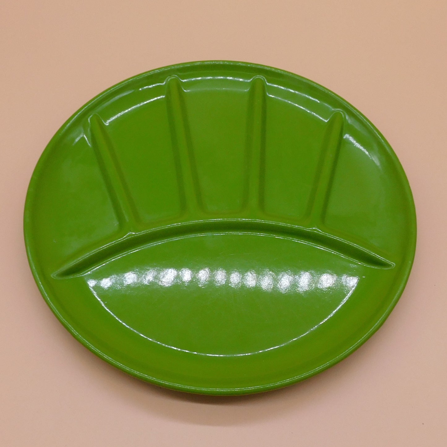 Vintage Green Enamel Divided Plates Lot of 4, (6823) FREE SHIPPING!!!