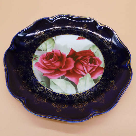 Vintage Cobalt Blue with Red Roses Rosen Thale Bavarian Plate (6835) FREE SHIPPING!!