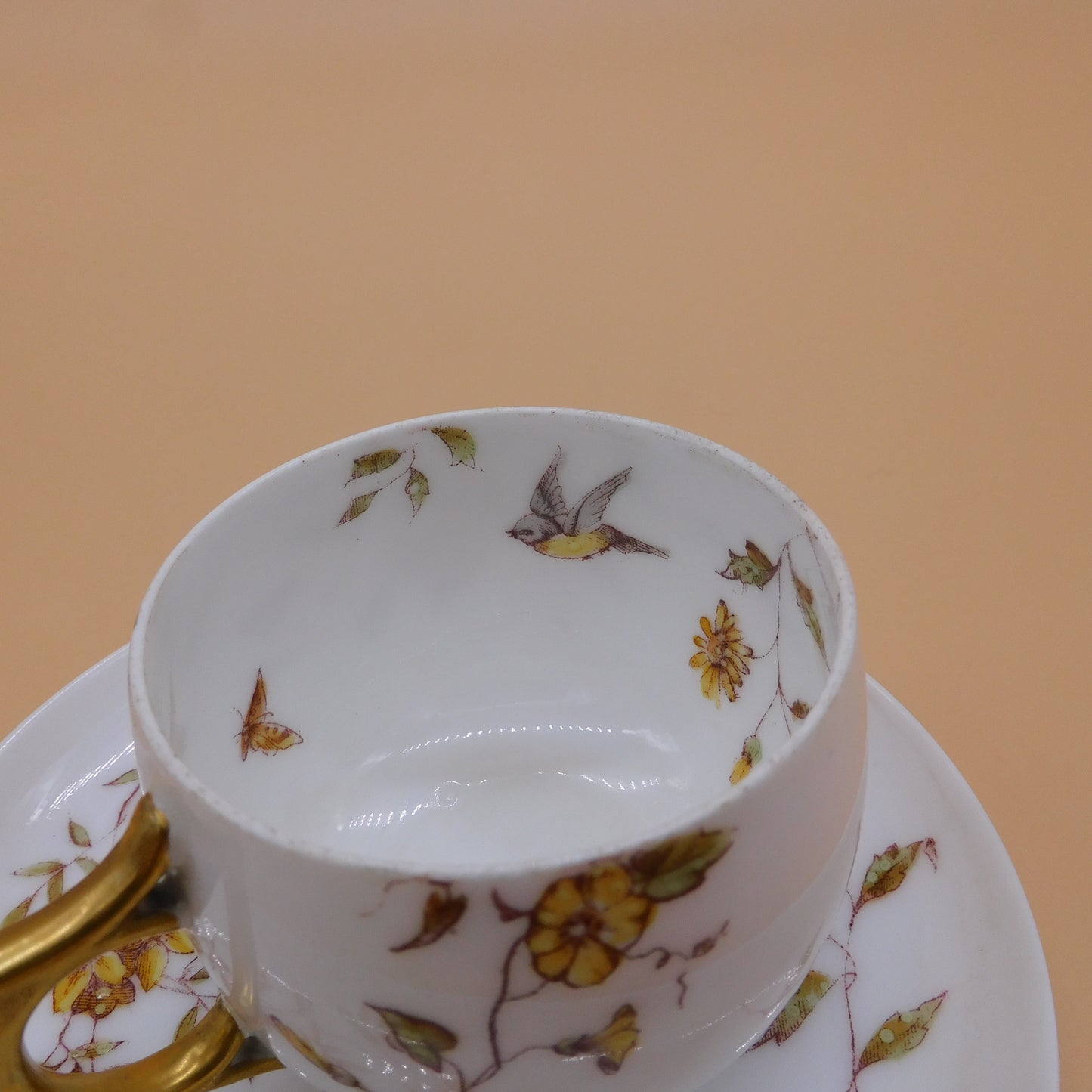 Vintage Teacup and Saucer Marked A.K., Rounded Shape (6840) FREE SHIPPING!!