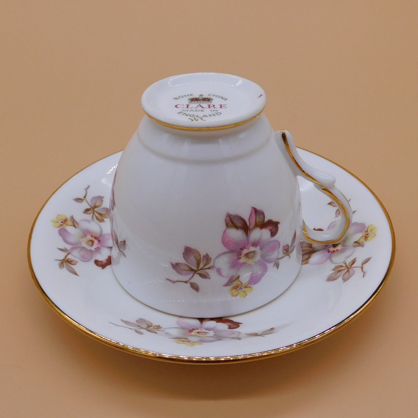 Vintage Clare Teacup and Saucer, Made in England (6846) FREE SHIPPING!!