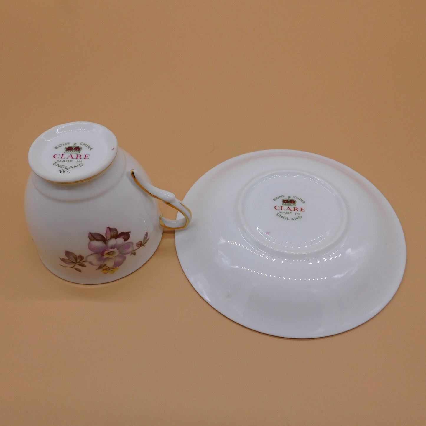 Vintage Clare Teacup and Saucer, Made in England (6846) FREE SHIPPING!!