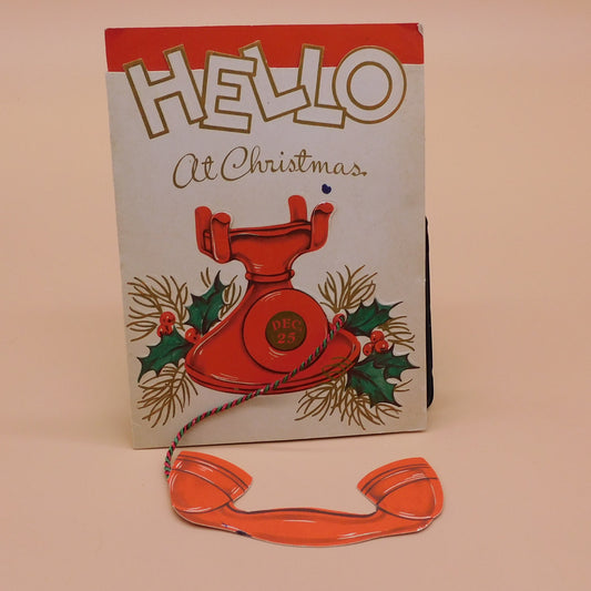 Vintage Christmas Card, Used, Telephone on the Front (R122) FREE SHIPPING!!