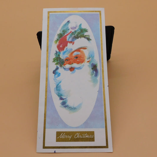 Vintage Christmas Tall Skinny Card, Used, Santa  (R125) FREE SHIPPING!!