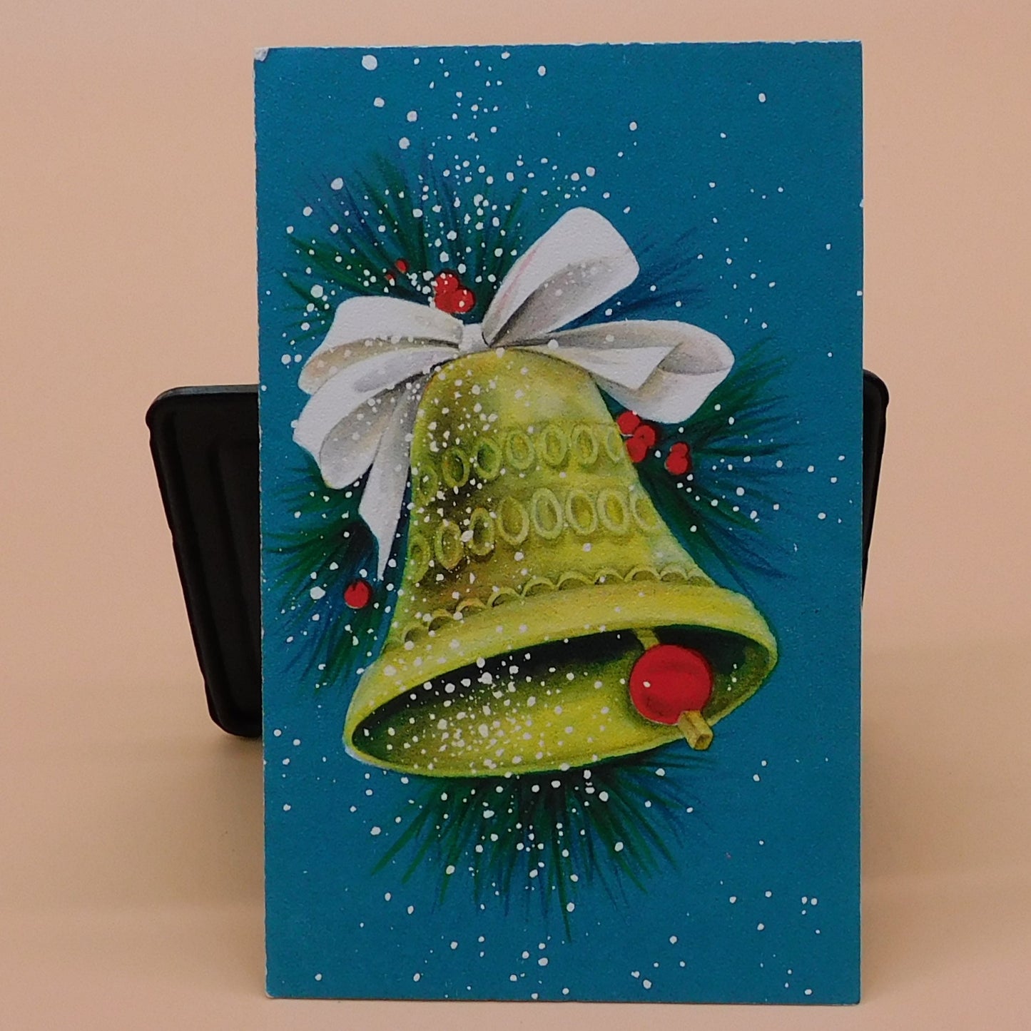 Vintage Christmas Card, Used, Bell Design  (R126) FREE SHIPPING!!